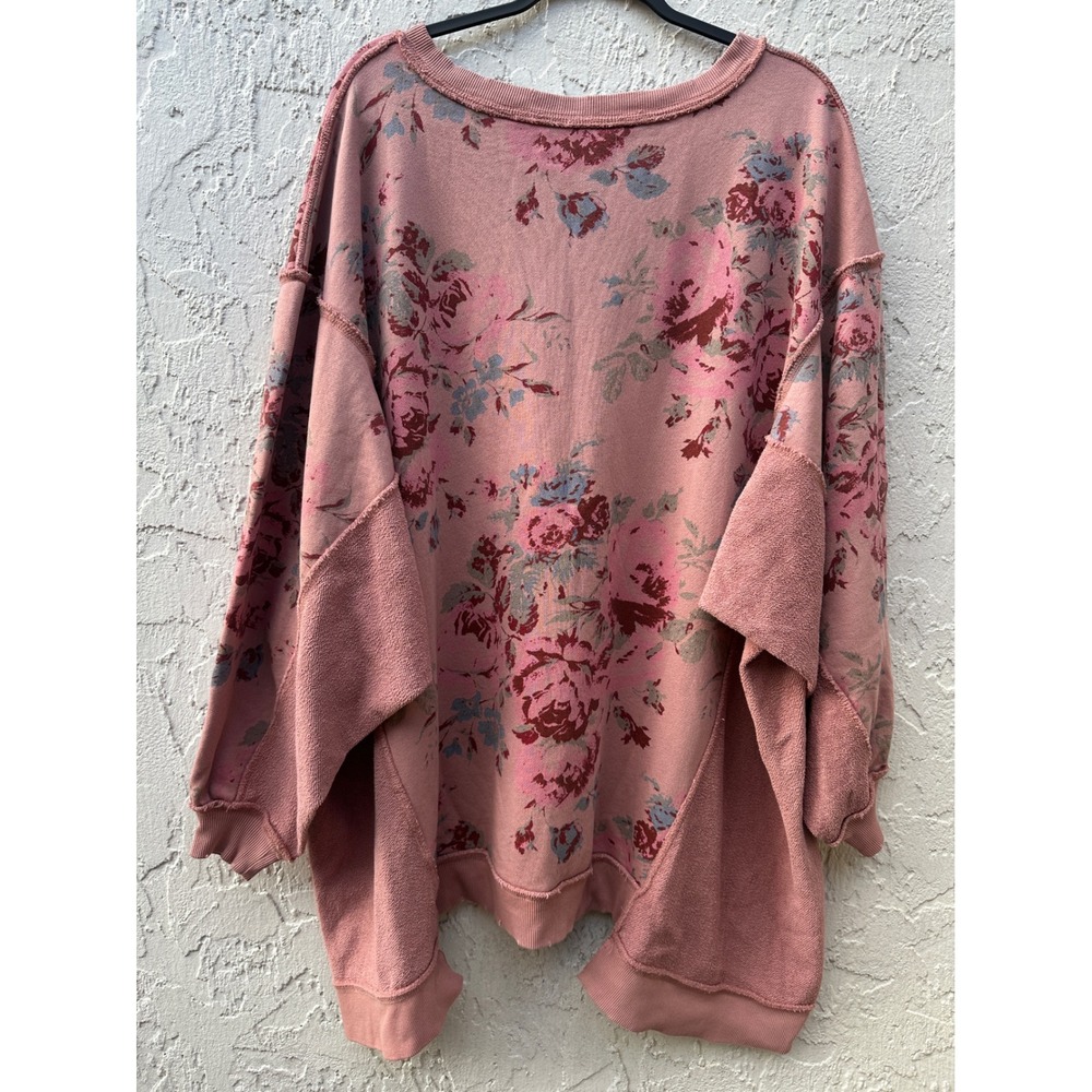 We The Free People Dusty Rose Pink Floral Oversize Sweatshirt Small Boho Cottage - Picture 6 of 8